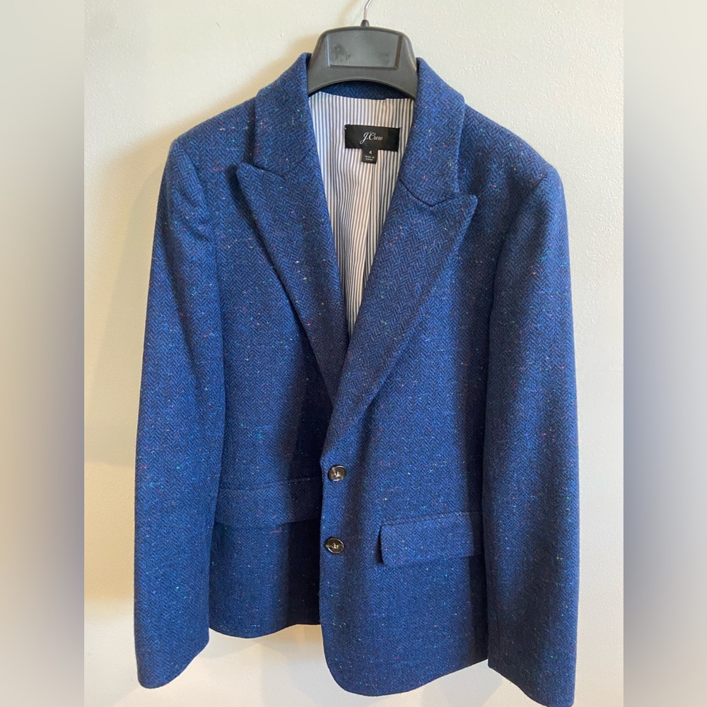 J Crew navy tweed blazer, NWT. Sz 4